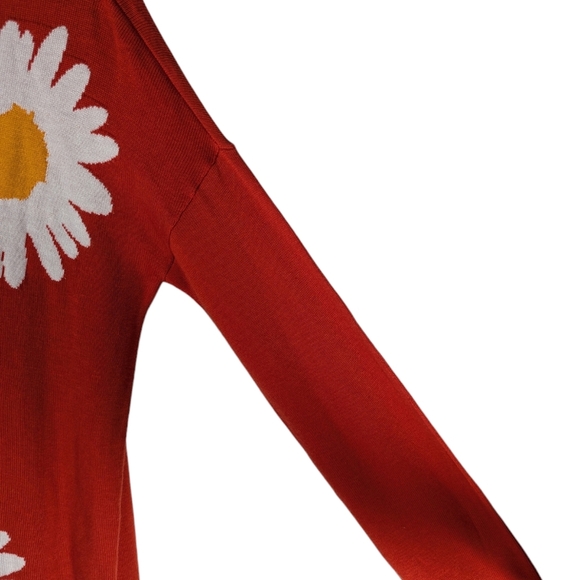 Laurie Felt Cashmere Blend Orange Red Daily Print V-Neck Sweater Size S - Picture 6 of 13